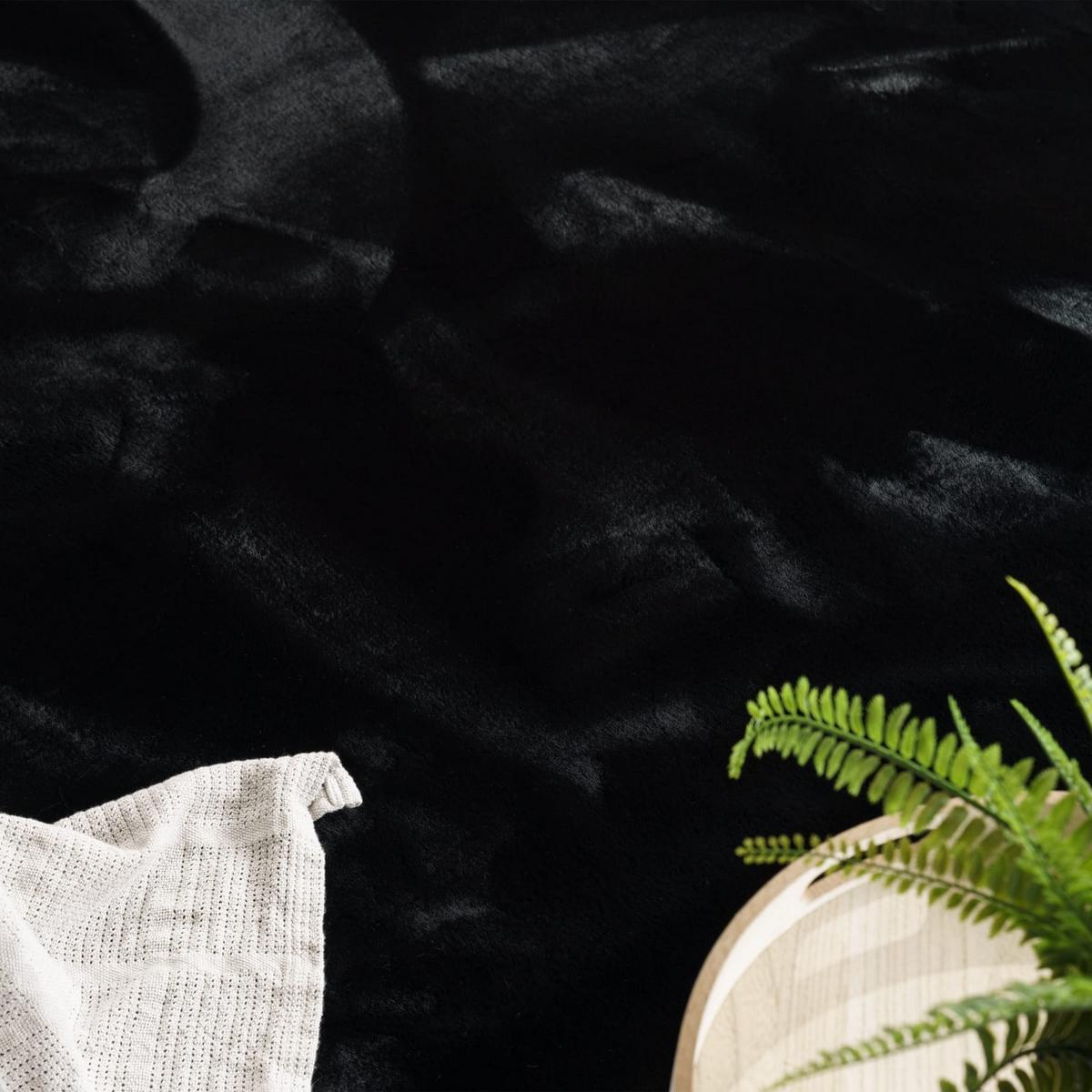 HOCHFLORTEPPICHE Schwarz 80 x 150 cm - Schwarz, Kunststoff (80/150cm) - TT Home