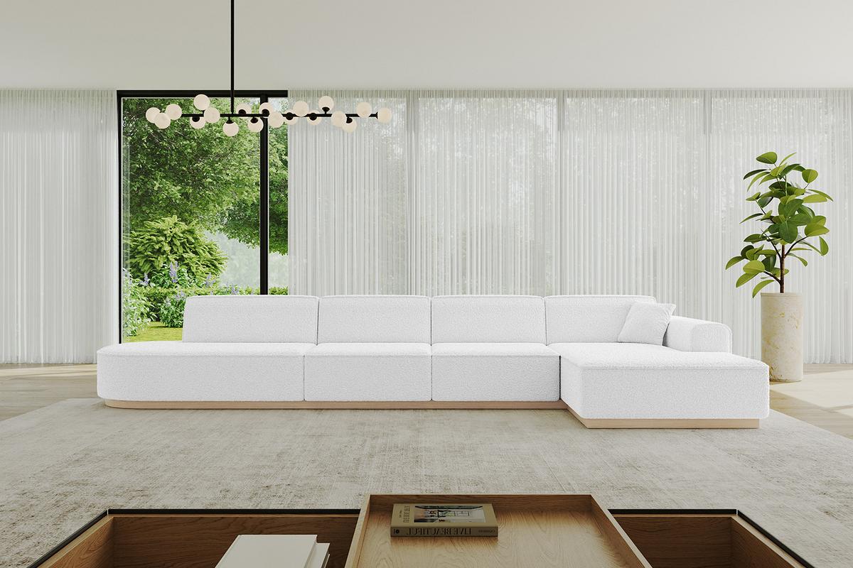 ECKSOFA Ottomane Rechts IREA-L3 - 412x165x80 cm Weiß - Weiß, Holzwerkstoff/Textil (412/165cm) - ALTDECOR