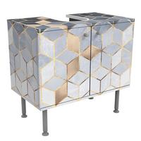 WASCHBECKENUNTERSCHRANK Blau Weiß goldene Geometrie 60/55/35 cm - Goldfarben, Holzwerkstoff (60/55/35cm) - Bilderwelten