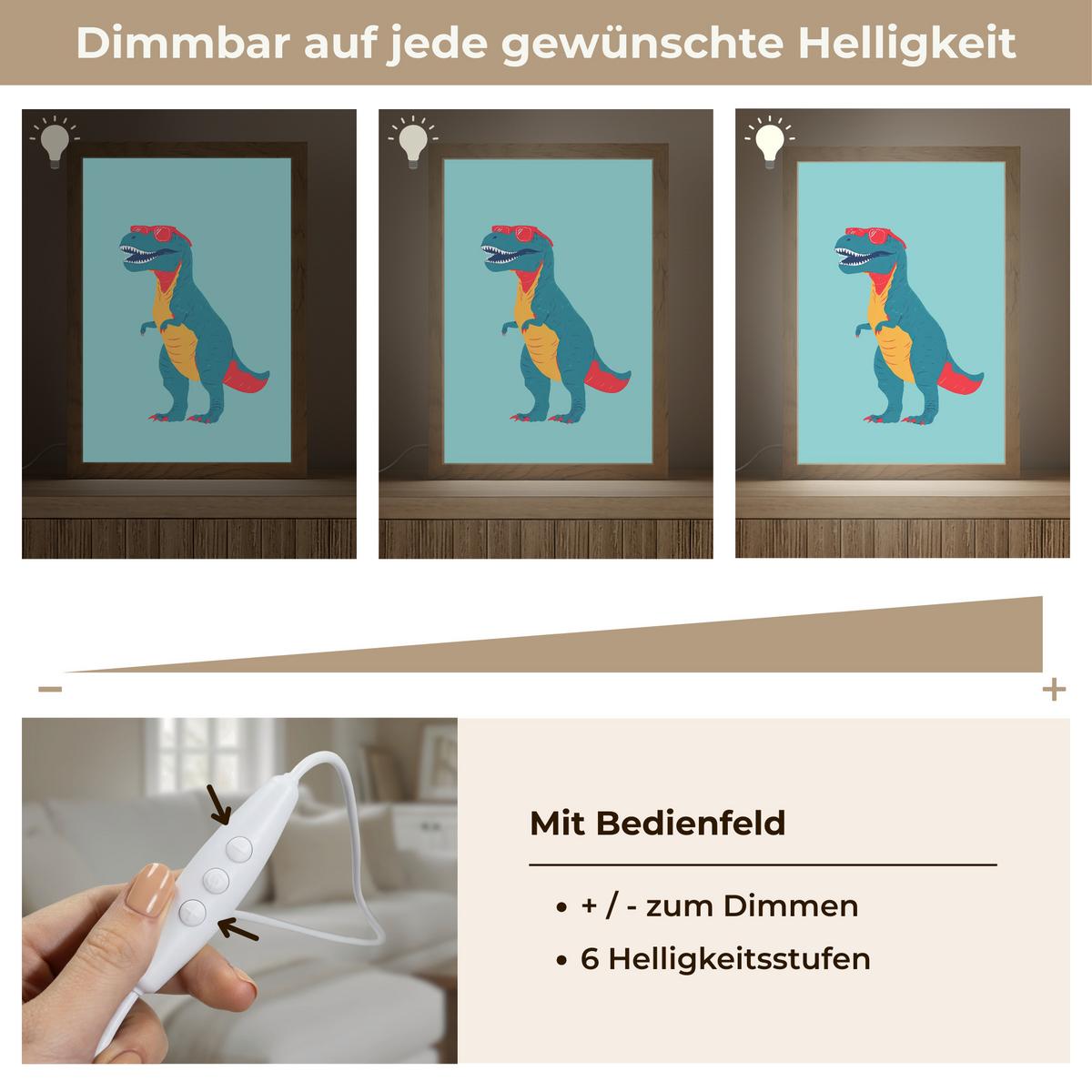 WANDLEUCHTE Dinosaurier - Blau - Sonnenbrille 20x30 cm - Hellblau, Holzwerkstoff (20/30/8cm) - OnlyWow