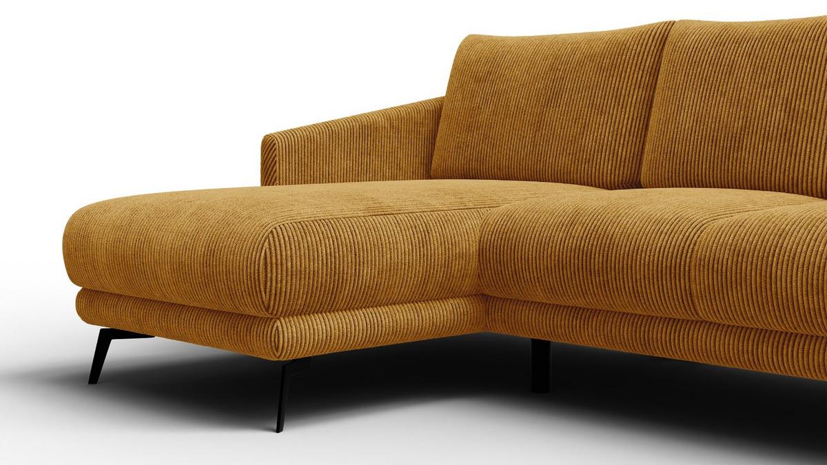 ECKSOFA VILT 3-Sitzer, safran - Gelb/Schwarz, Holzwerkstoff/Textil (221/156cm) - Wozimo
