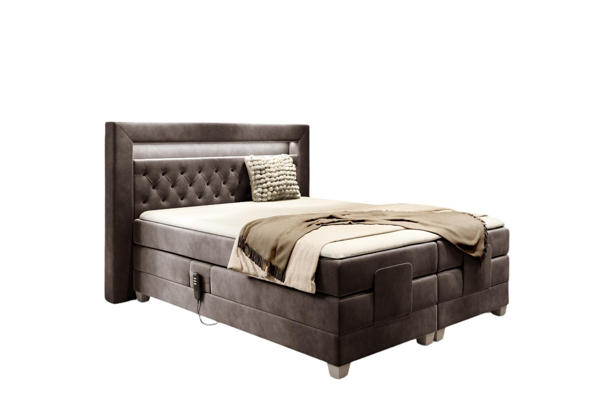 BOXSPRINGBETT Bett Elektrisch Armando - Mokka, Holzwerkstoff/Textil (180/200cm) - Fun Möbel