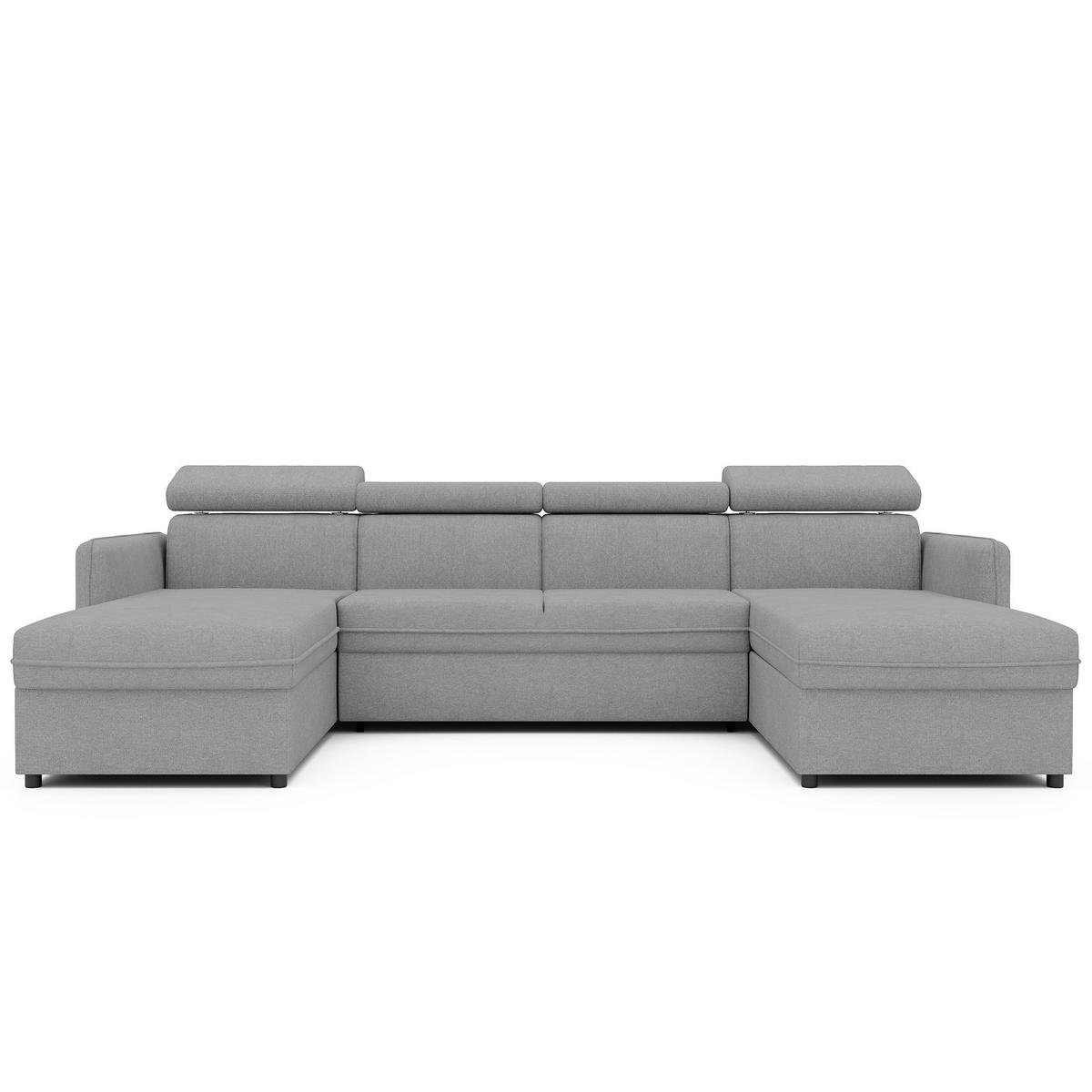 WOHNLANDSCHAFT U-Form Beni mit Schlaffunktion, Stoff Soro 90 Grau - Grau, Holzwerkstoff (286/60/166cm) - Idohome