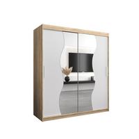 SCHWEBETÜRENSCHRANK 200/180/62 2-türig - Silberfarben/Weiß, Holz/Kunststoff (180/200/62cm) - MÖBEL KRYSPOL