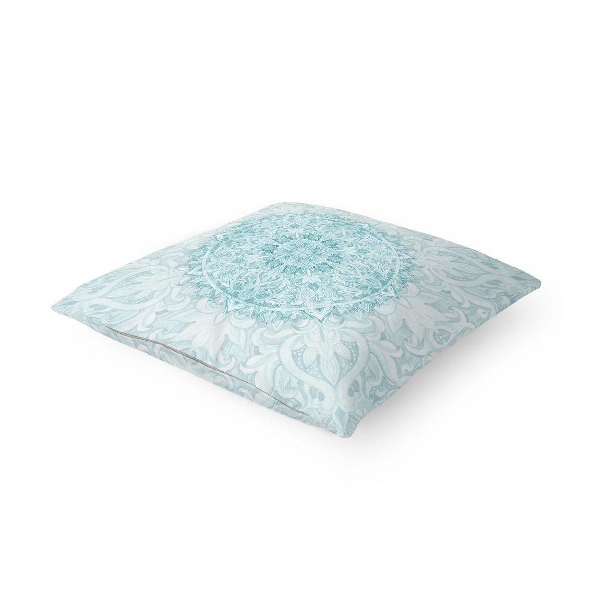DEKOKISSEN Mandala Aquarell Ornament türkis 40/40 cm - Türkis, Textil (40/40/10cm) - Bilderwelten