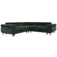 ECKSOFA QUADRO L - Dunkelgrün Cord - Rechts Seite - Dunkelgrün/Schwarz, Textil/Metall (269/269cm) - MKS