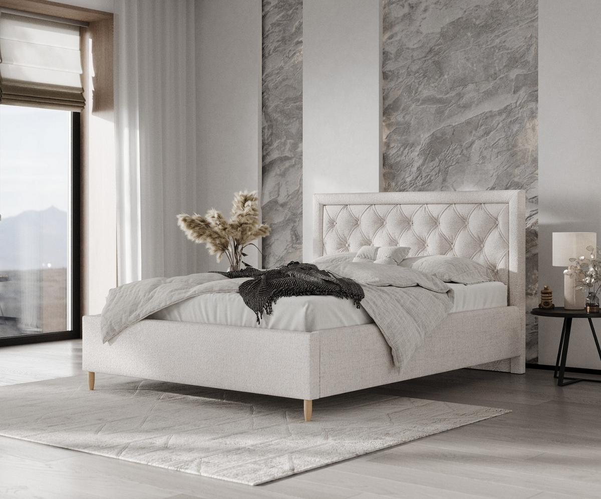 POLSTERBETT Lido 140/200 cm Hellbeige im Neve Stoff - Sandfarben/Naturfarben, Holz/Holzwerkstoff (140/200cm) - AltaBeds