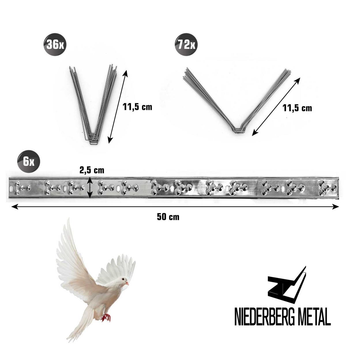 TAUBENABWEHR, 3m, Premium Edelstahl - Grau, Metall (300/11.5cm) - Niederberg Metall