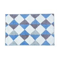 BADEMATTE 50/80 cm Rautenmuster, Baumwolle - Blau, Textil (50/80cm) - Homescapes