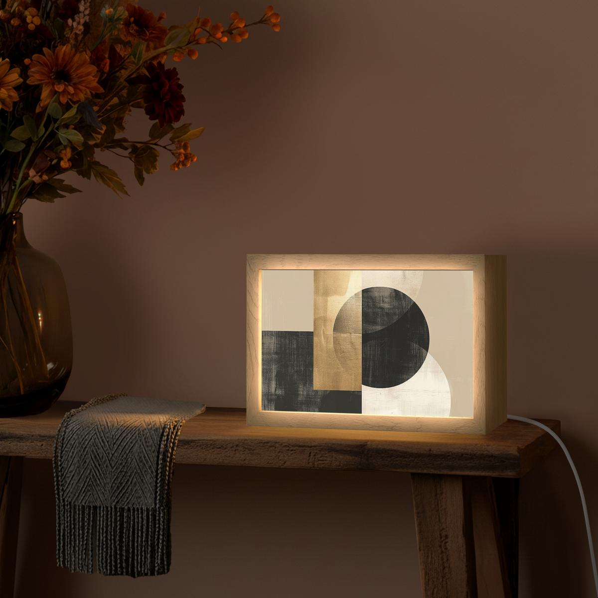 TISCHLEUCHTE Abstrakt - Modern - Schwarz - Gold 30x20 cm - Beige, Holzwerkstoff (8/30/20cm) - OnlyWow