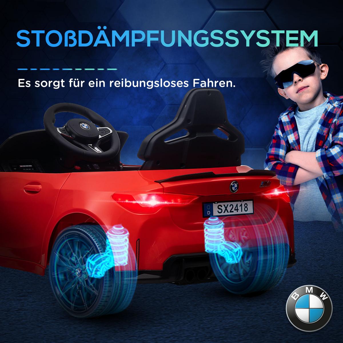 KINDER Elektroauto 12V Kinderfahrzeug mit 2,4G-Fernbedienung, 3-5 km/h, Rot - Rot, Metall (108/69.5/51cm) - AIYAPLAY