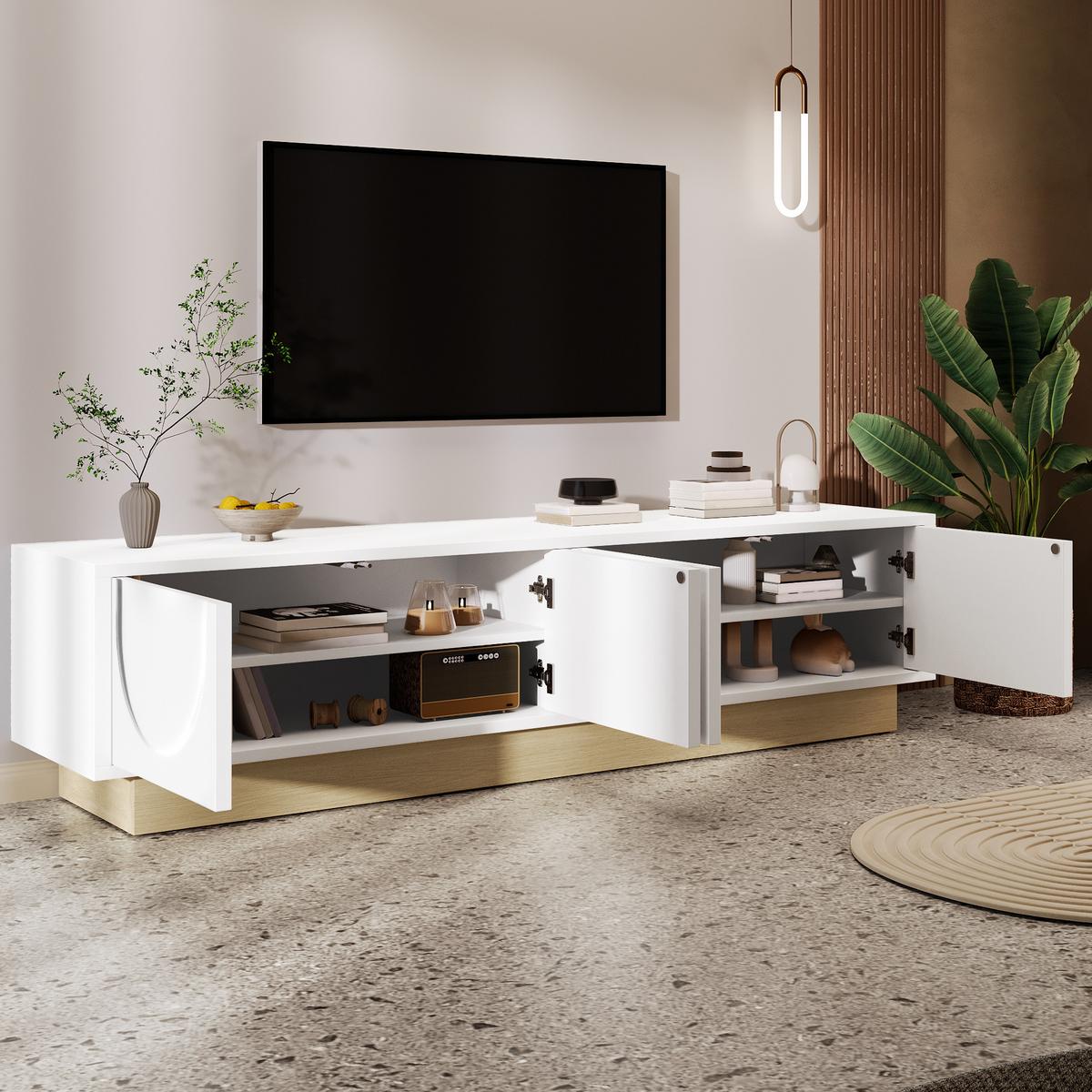 TV-LOWBOARD holzoptik & geschwungenes design - Weiß, Holzwerkstoff (175/41.5/40cm) - Urban Meuble