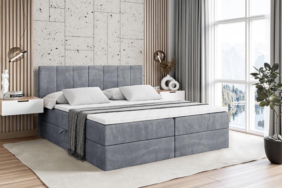 BOXBETT mit Matratze H3 und Lattenrost - MOETI - 140x200 cm Grau - Grau, Holzwerkstoff (140/200cm) - ALTDECOR