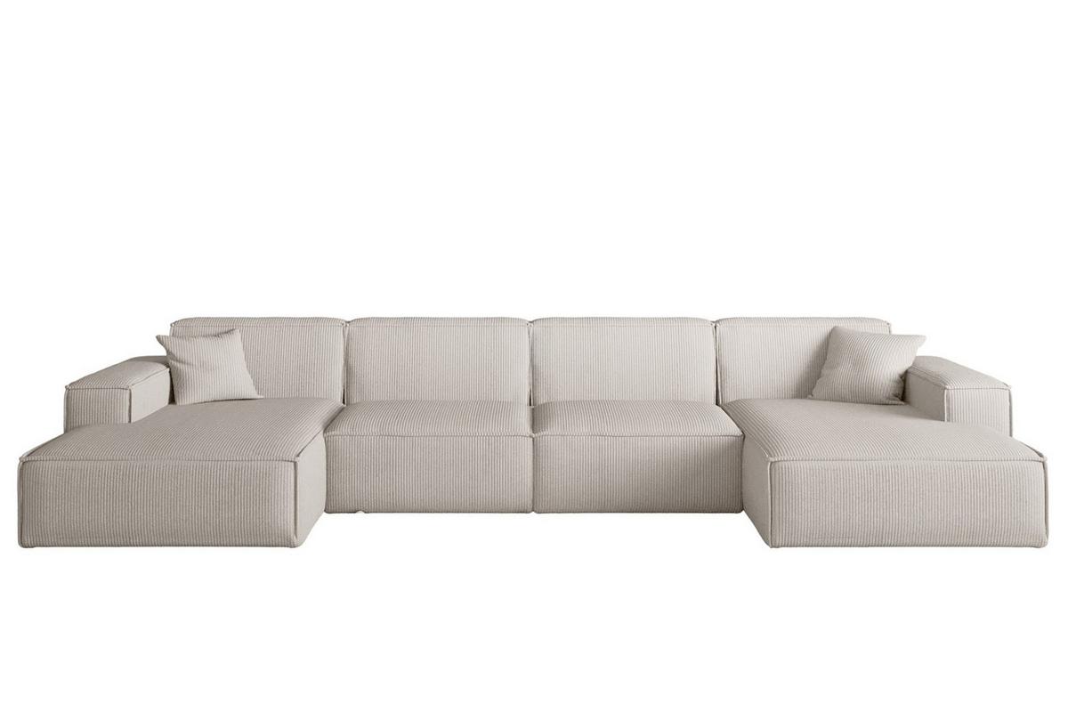 WOHNLANDSCHAFT Celes Premium In Scala - Beige, Holzwerkstoff/Textil (379/73/165cm) - Fun Möbel