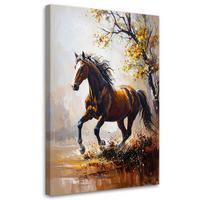 WANDBILD, Galoppierendes Pferd - Tiere - Natur - Braun, Textil (70/100cm) - Feeby