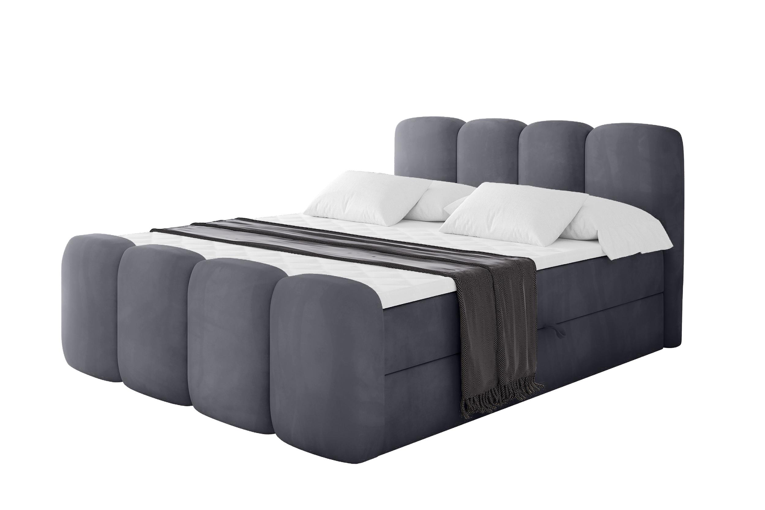 BOXBETT mit Matratze H4 - NINA-Z - 180x200 cm - Dunkelgrau - Dunkelgrau, Holzwerkstoff (180/200cm) - ALTDECOR