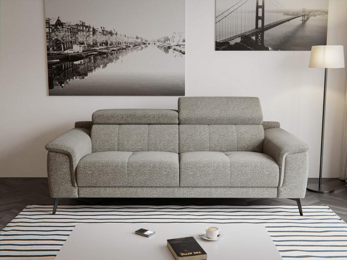 SOFA FIERO 3-Sitzer, taupe - Taupe/Schwarz, Holzwerkstoff/Textil (212/82/103cm) - Wozimo