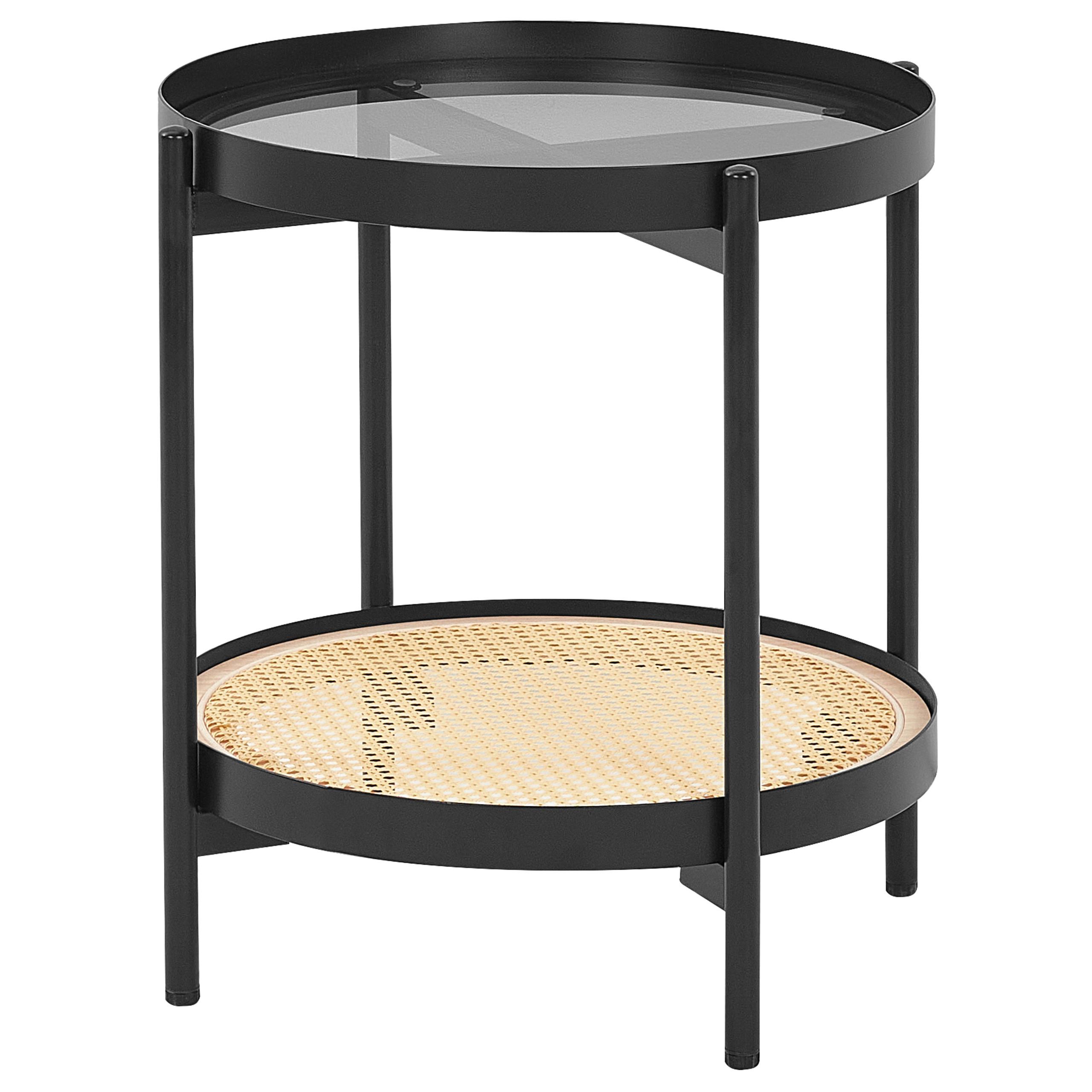 BEISTELLTISCH Schwarz/Heller Holzfarbton Reno - Hellbraun/Schwarz, Metall (50/50/55cm) - Beliani