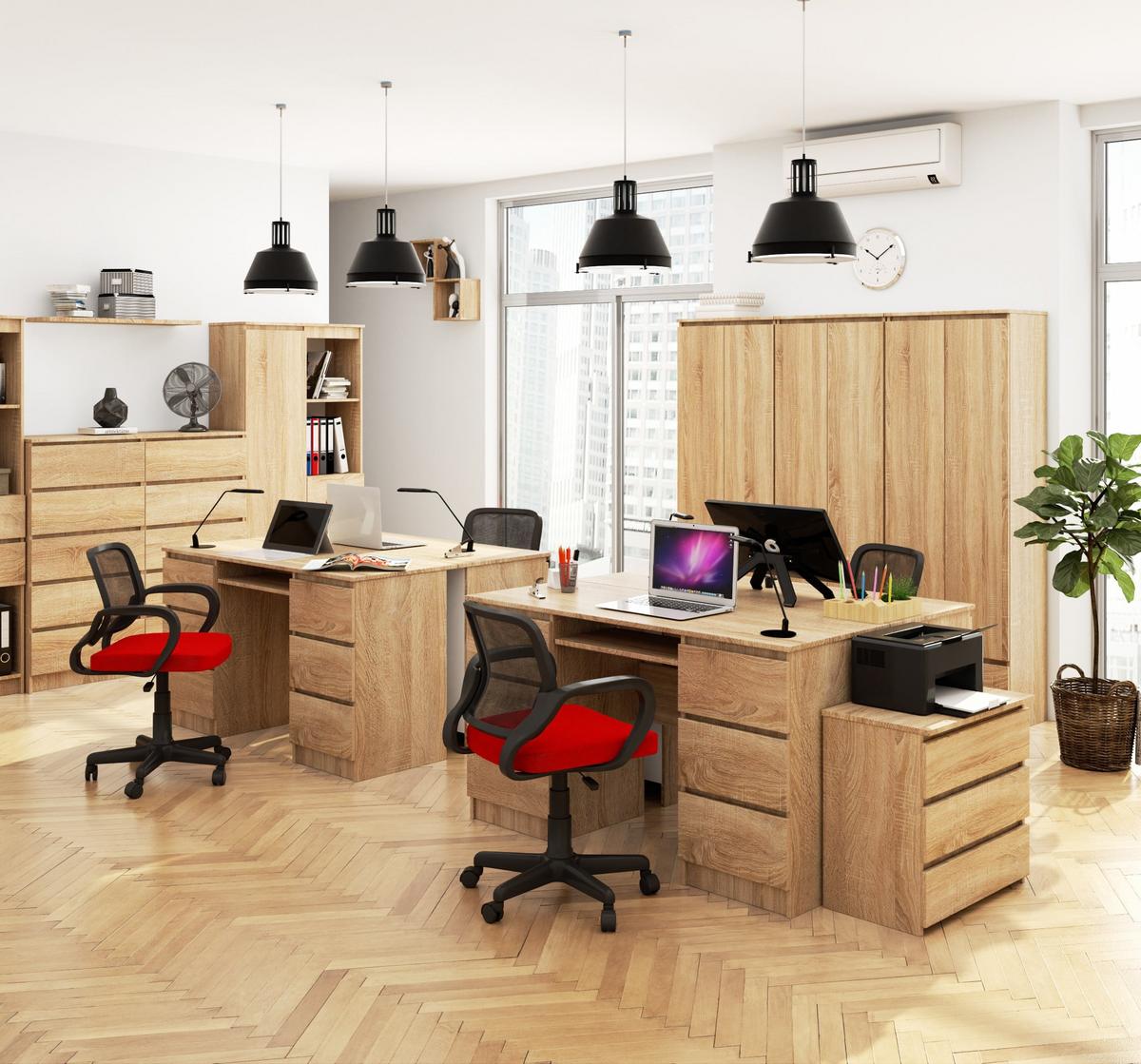 SCHREIBTISCH Eiche Sonoma 77/135/50 - Sonoma Eiche, Holzwerkstoff (155/85/77cm) - RAUMHIRSCH FURNITURE