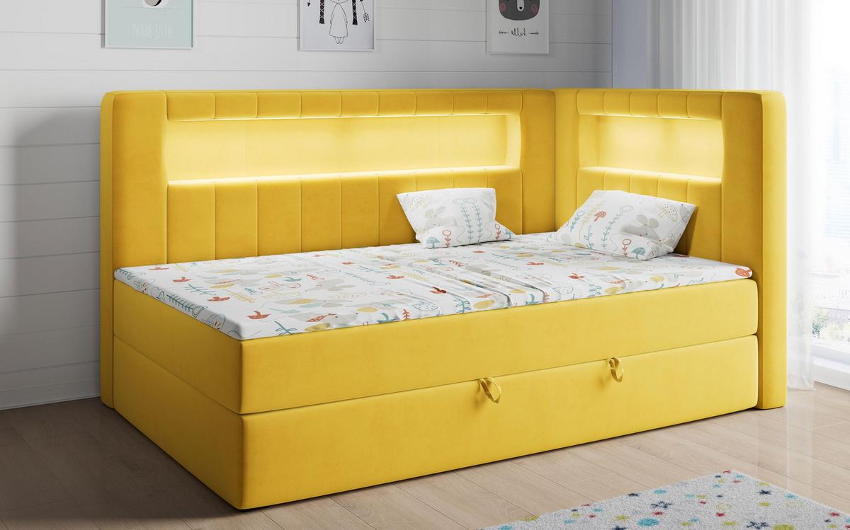 BOXSPRINGBETT JUNIOR GOLD 3 90/200 Gelb - rechte Seite - Gelb, Holz/Textil (90/200cm) - MKS