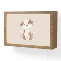 WANDLEUCHTE Hund - Gefleckt - Braun 30x20 cm - Beige, Holzwerkstoff (30/20/8cm) - OnlyWow