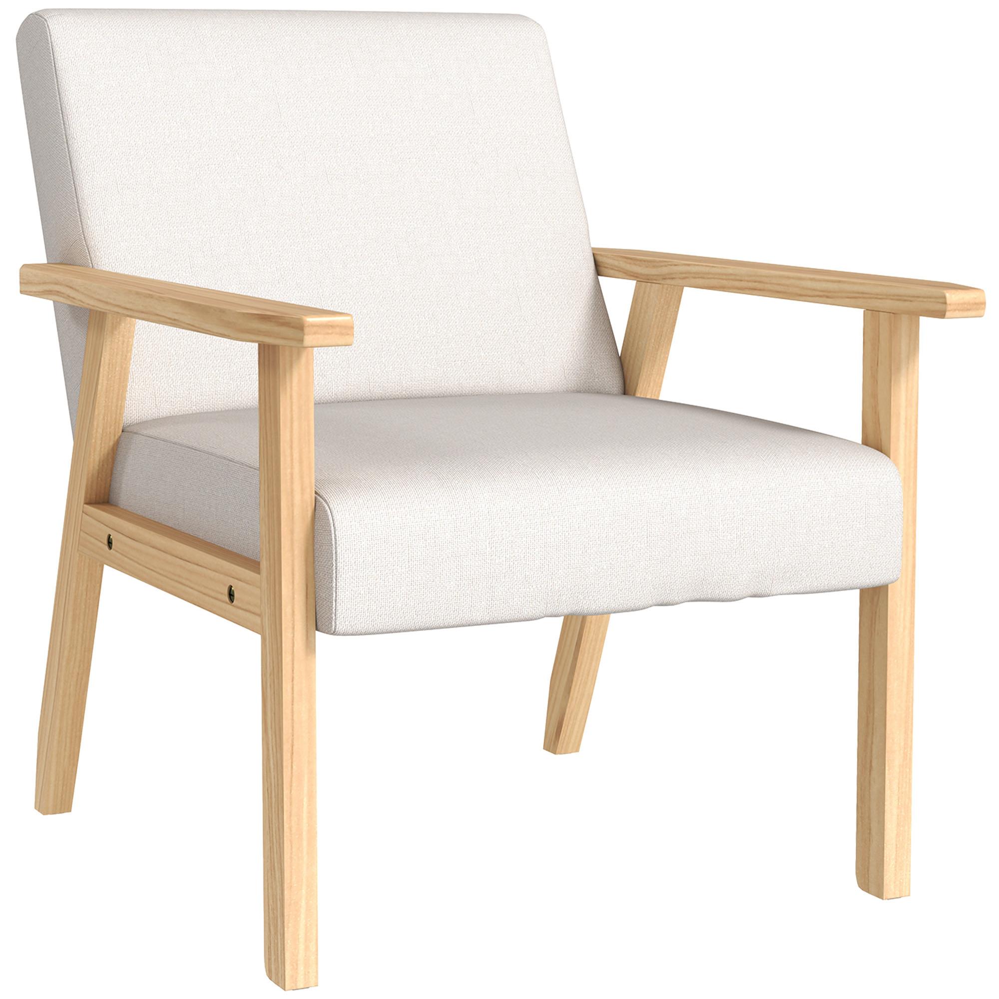 SESSEL mit Armlehnen, 64 x 70 x 72 cm, Cremeweiß - Weiß, Textil (70/72/64cm) - HOMCOM