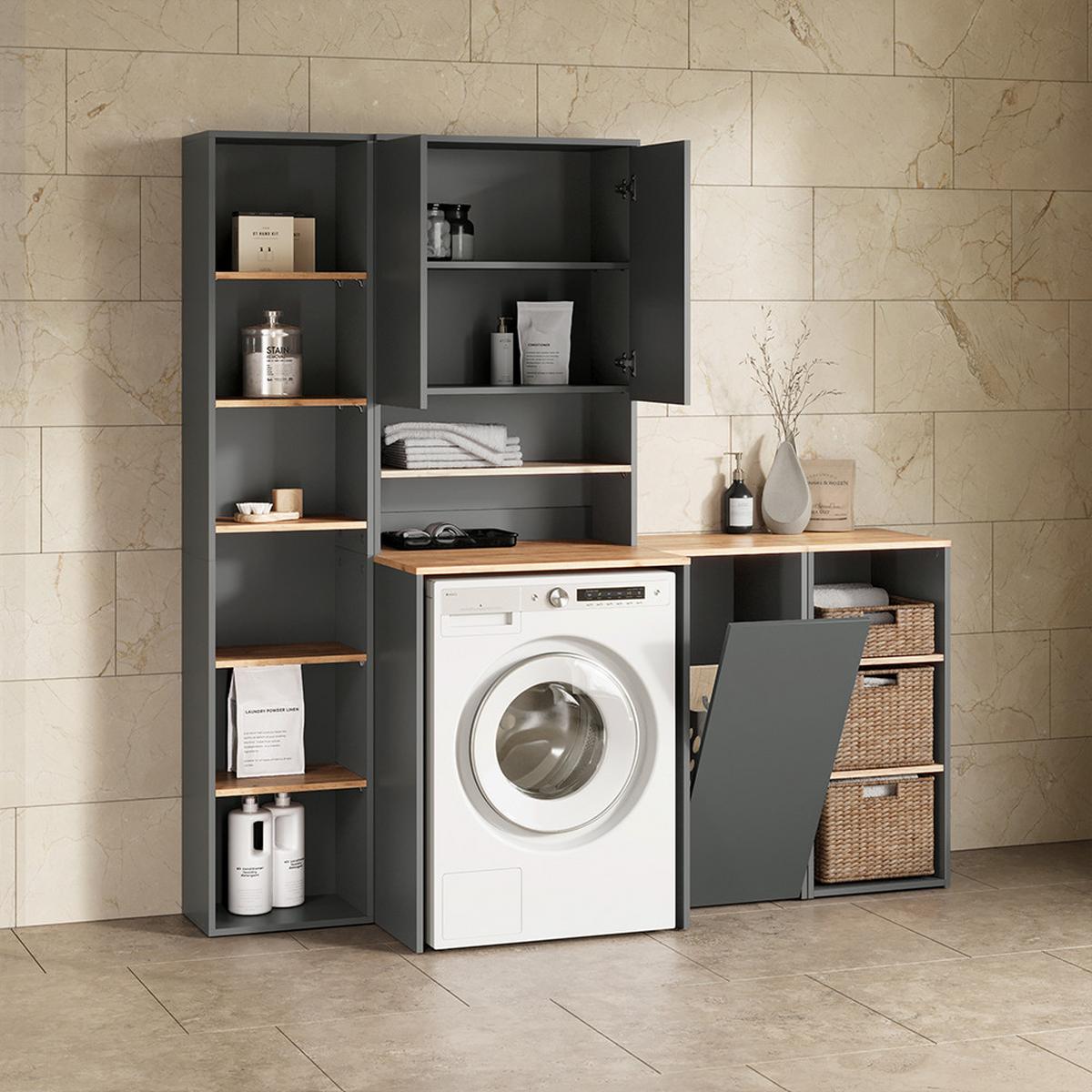 WASCHMASCHINENSCHRANK Paolina Anthrazit/Goldkraft Eiche 68 x 100.4 cm - Honigeiche/Anthrazit, Holzwerkstoff (68/100.4/29cm) - Livinity®