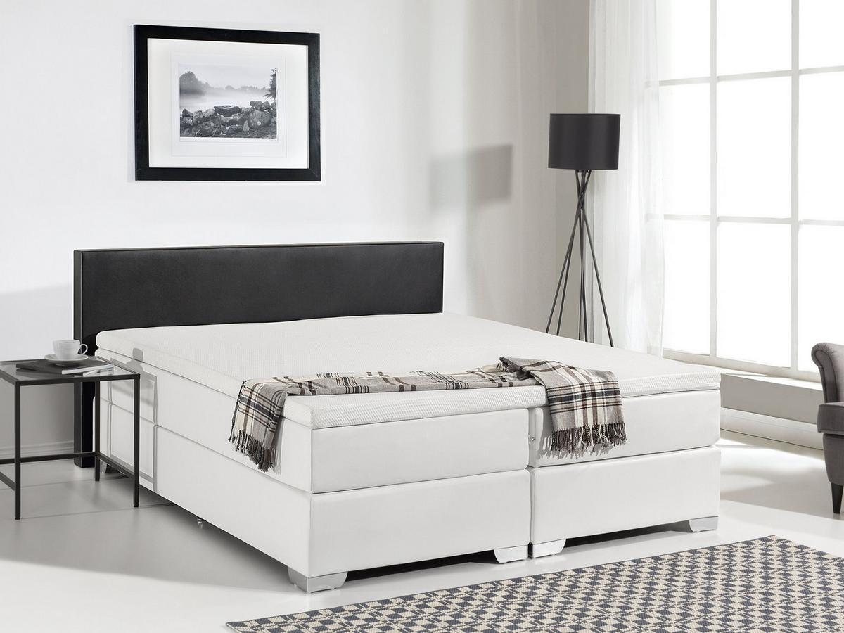 BOXSPRINGBETT 160/200cm Schwarz President - Schwarz/Weiß, Kunststoff/Textil (160/200cm) - Beliani