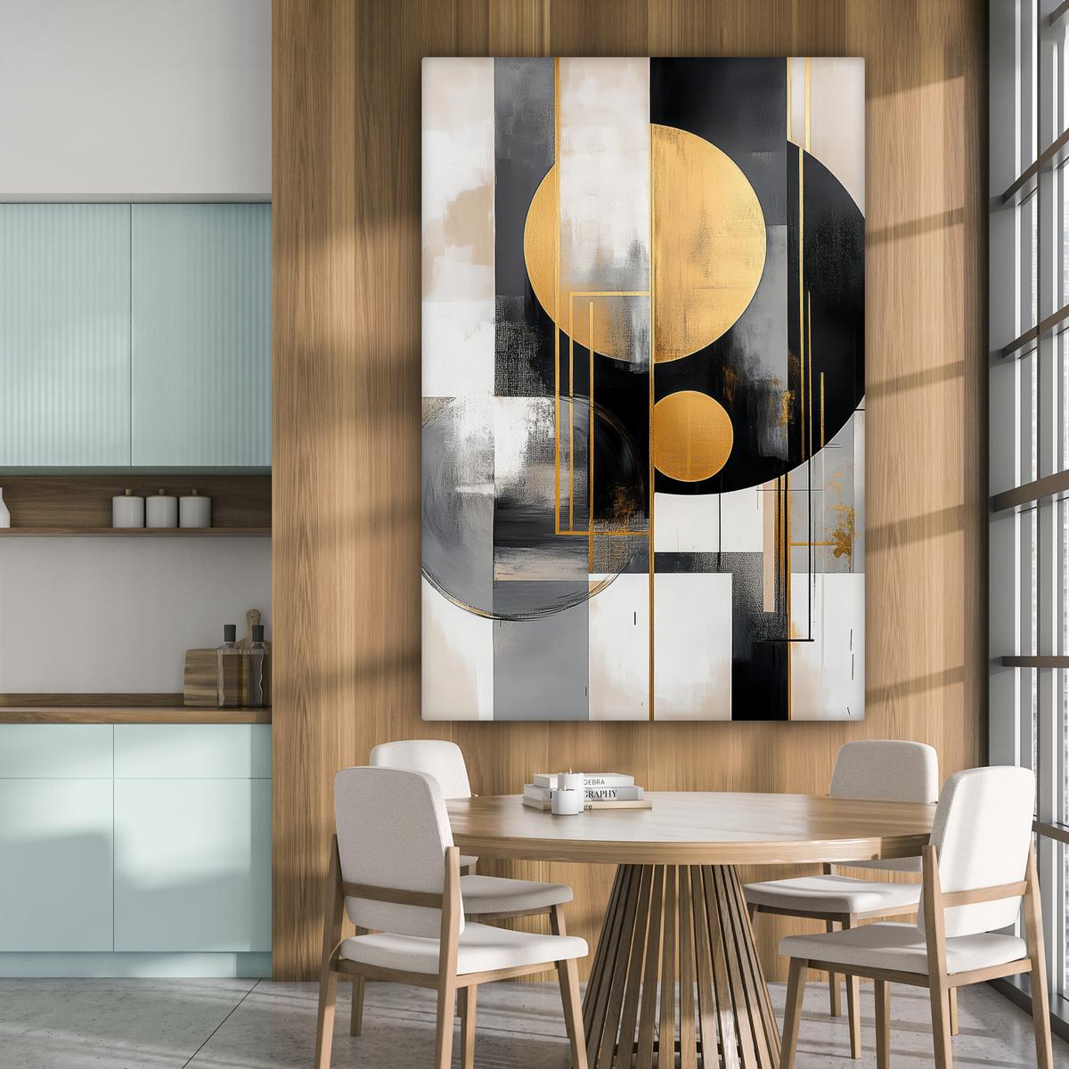 LEINWANDBILD Abstrakt - Gold - Silber - Formen - Ästhetisch - Modern Deko Groß 90x140 cm - Goldfarben, Textil (90/140cm) - MuchoWow