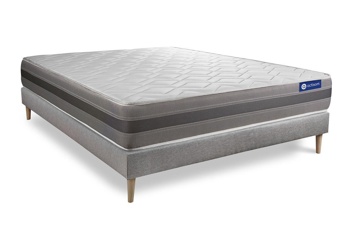BETT Actilatex relax Latex und Memory-Schaum 160 x 200 cm h2 - Kit Bettgestell Grau - Beige/Grau, Karton/Holz (160/200cm) - ACTISOM