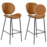 BARSTUHL 2er-Set Kunstleder goldbraun/schwarz Luana - Schwarz/Braun, Kunststoff (52/116/48cm) - Beliani