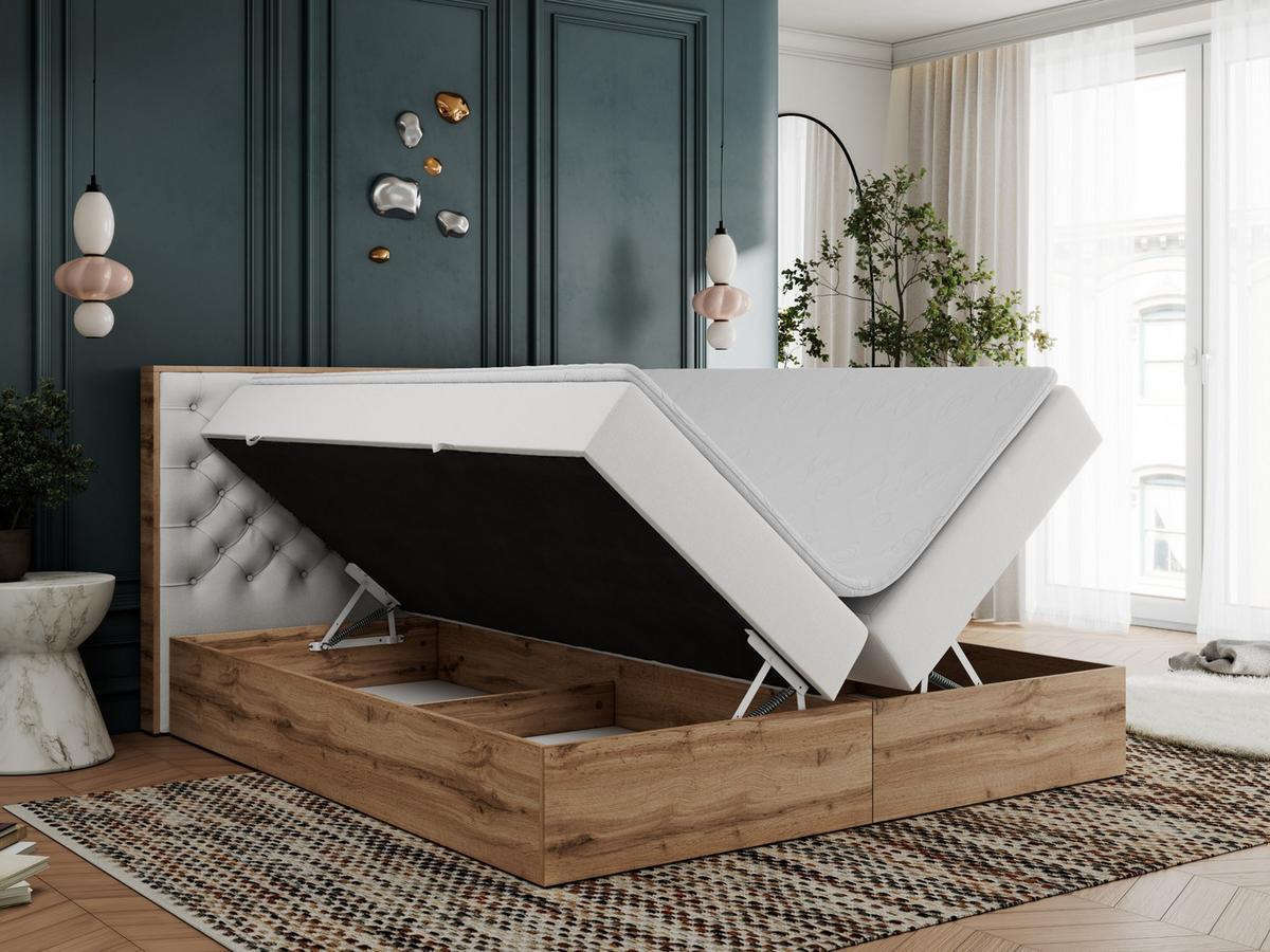 BOXBETT ALBERO 3 - 120/200 Weiß Kunstleder - H3 - Weiß, Holz/Textil (120/200cm) - MKS