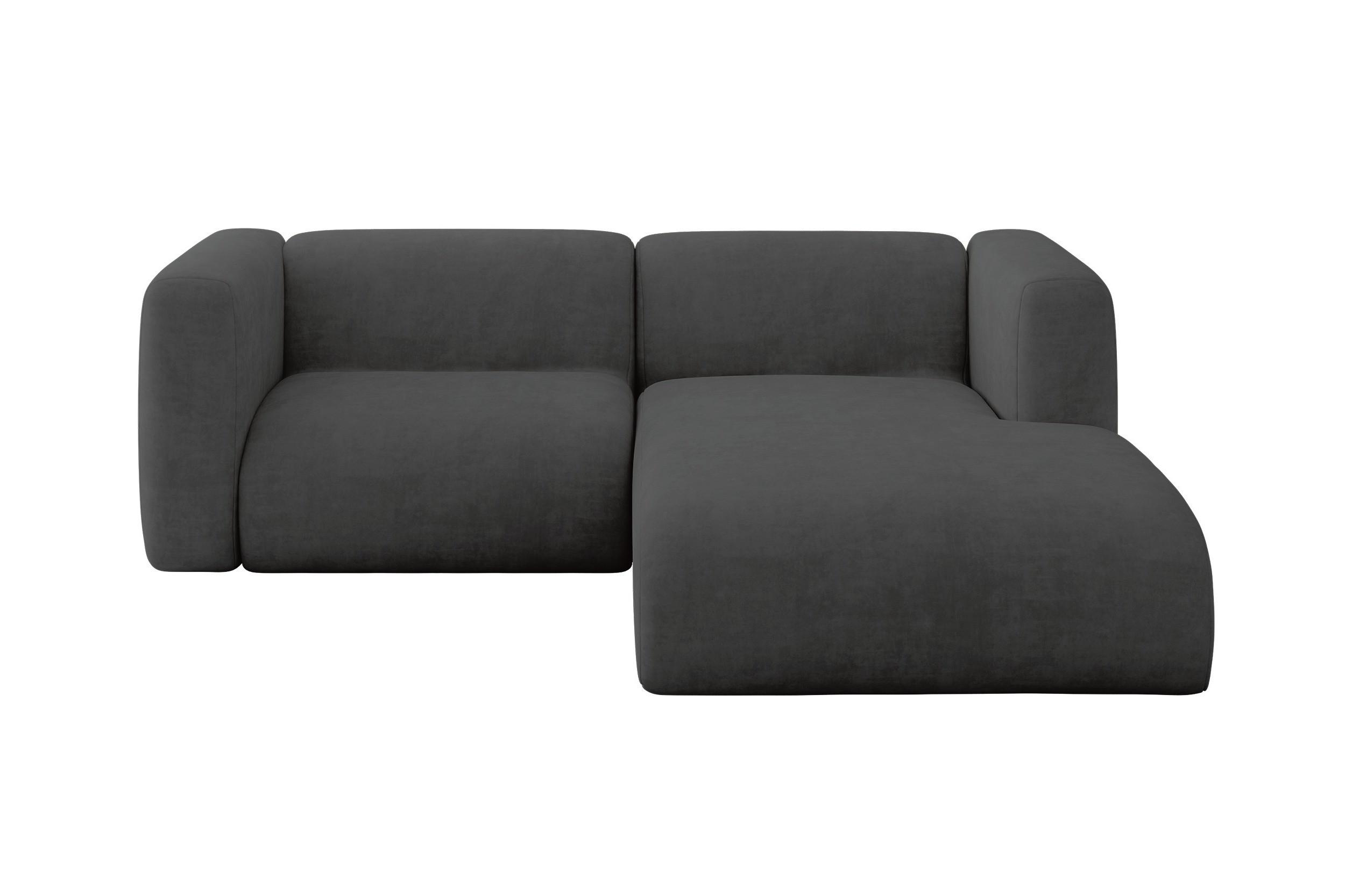 ECKSOFA Ottomane Rechts MIRA-L1 227x179x89 Dunkelgrau Velours - Dunkelgrau/Schwarz, Holzwerkstoff/Kunststoff (227/179cm) - ALTDECOR