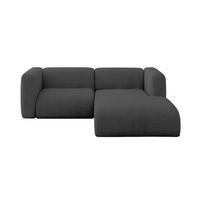 ECKSOFA Ottomane Rechts MIRA-L1 227x179x89 Dunkelgrau Velours - Dunkelgrau/Schwarz, Holzwerkstoff/Kunststoff (227/179cm) - ALTDECOR