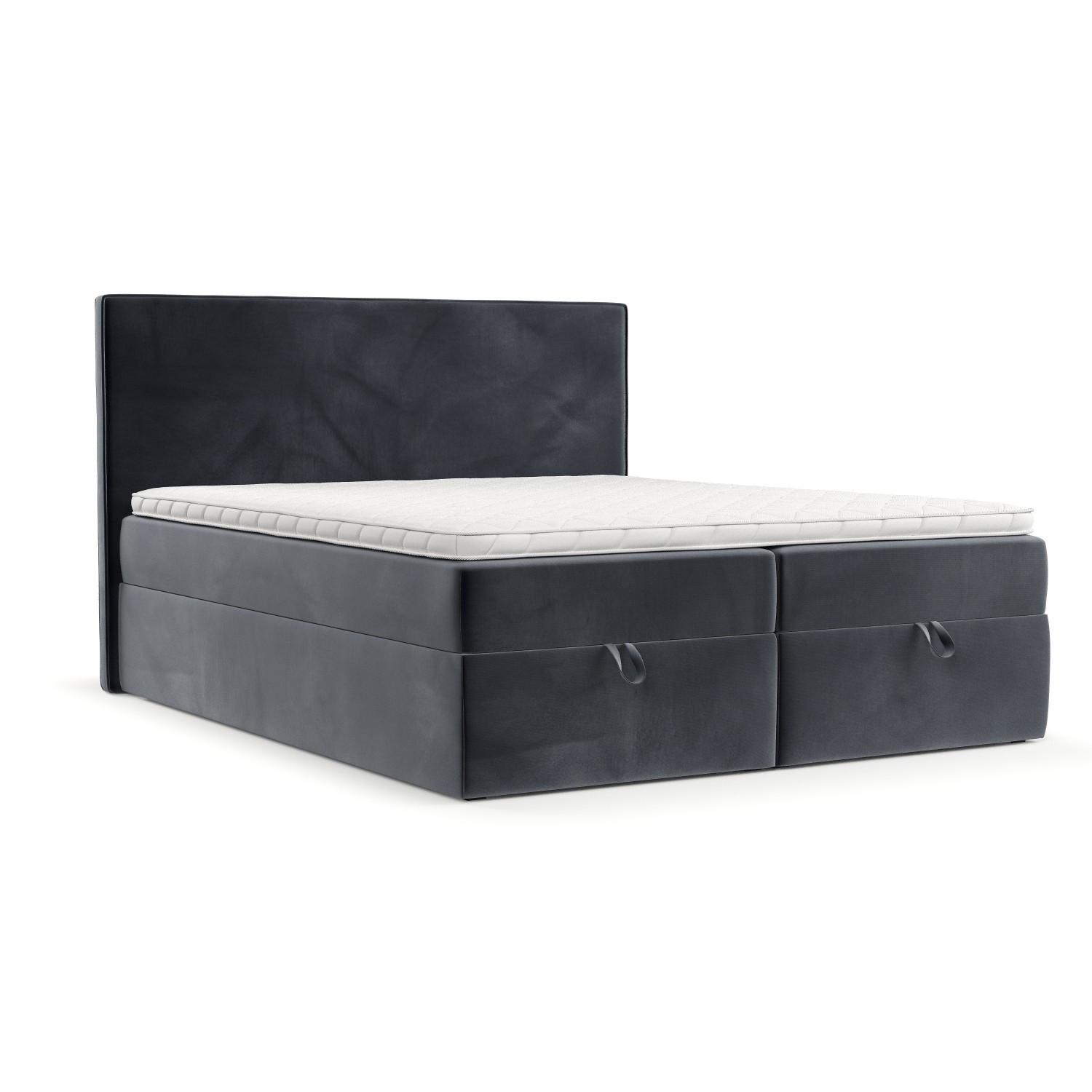 BOXBETT Velma 200/200 cm Dunkelgrau im Kronos Stoff - Dunkelgrau/Schwarz, Holz/Holzwerkstoff (200/200cm) - AltaBeds