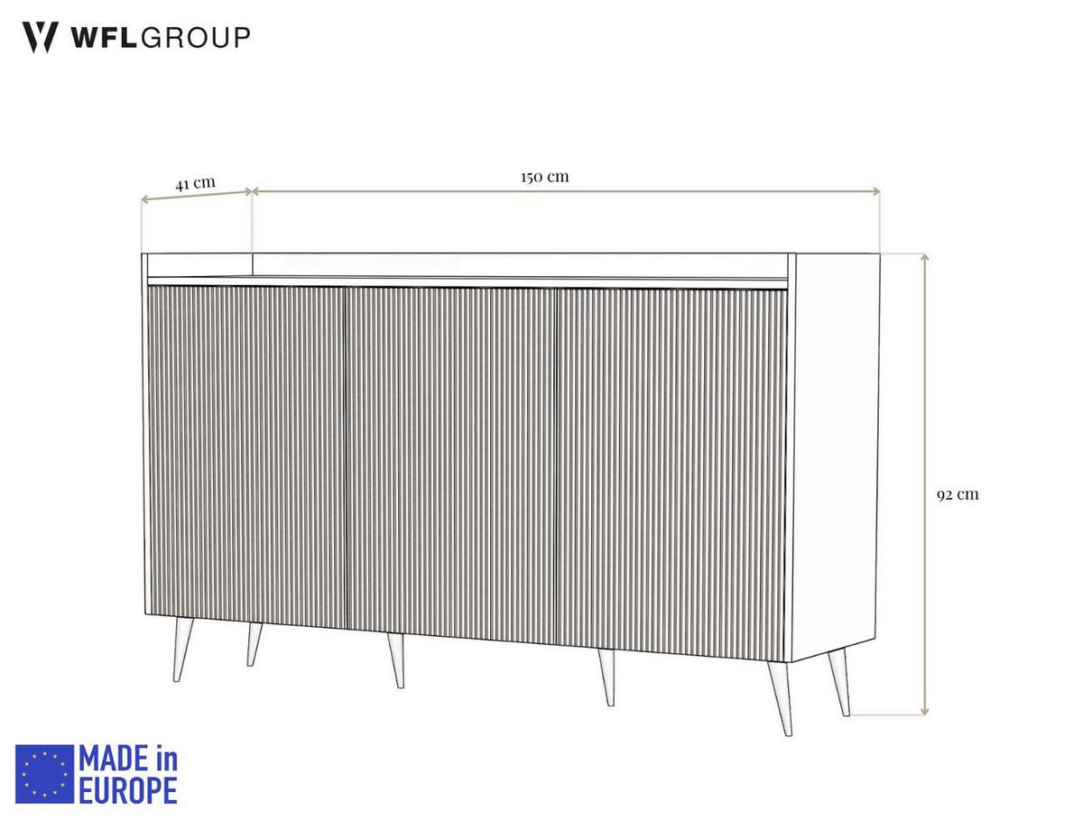 SIDEBOARD Arysa in Braun Walnuss Holzoptik 92/150/41 cm - Walnussfarben/Schwarz, Holzwerkstoff/Metall (150/92/41cm) - WFL GROUP