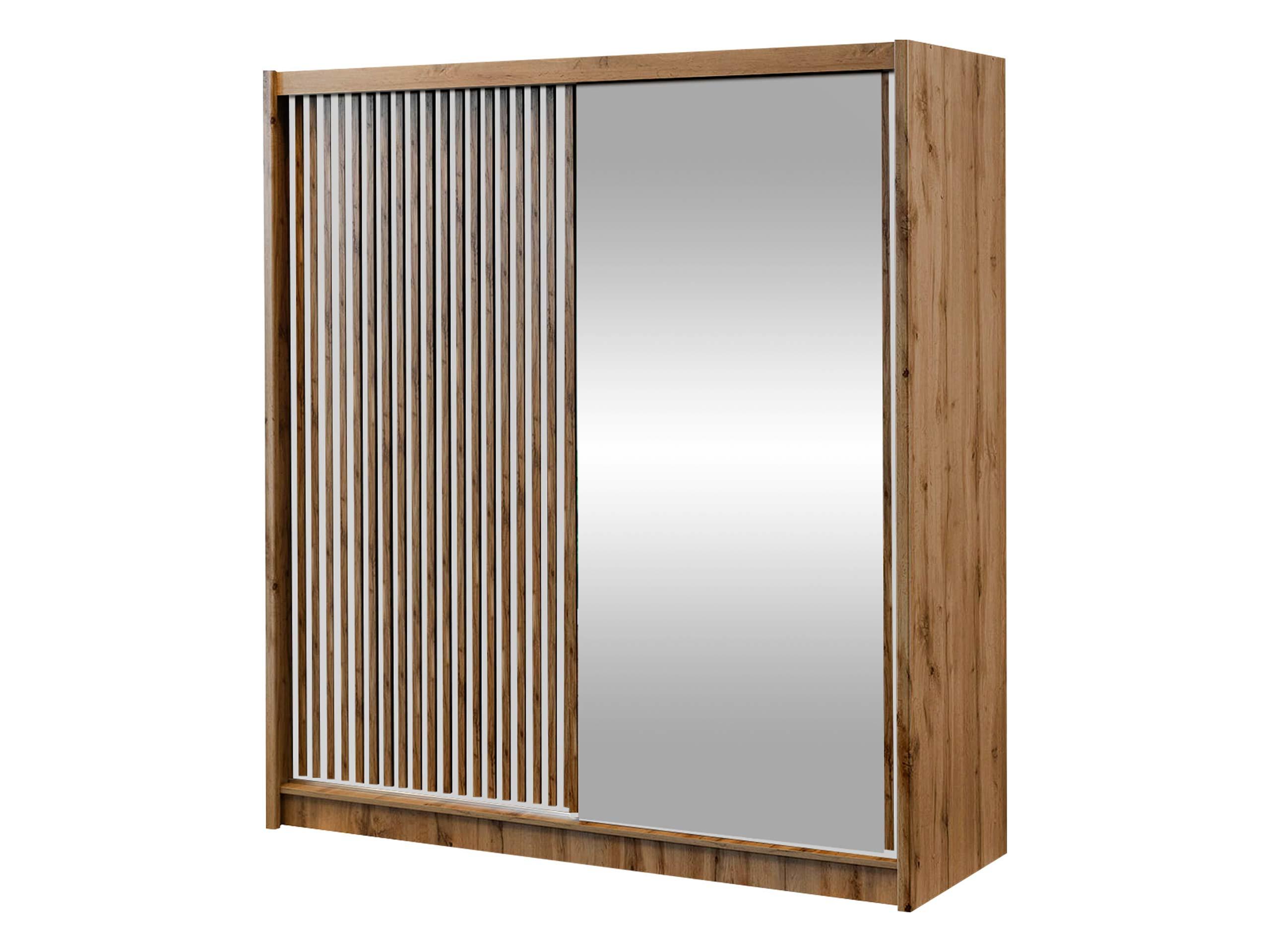 SCHIEBETÜRENSCHRANK London 203 - Eiche Wotan/Weiß, Holzwerkstoff (203/215/60cm) - MIRJAN24