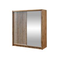 SCHIEBETÜRENSCHRANK London 203 - Eiche Wotan/Weiß, Holzwerkstoff (203/215/60cm) - MIRJAN24