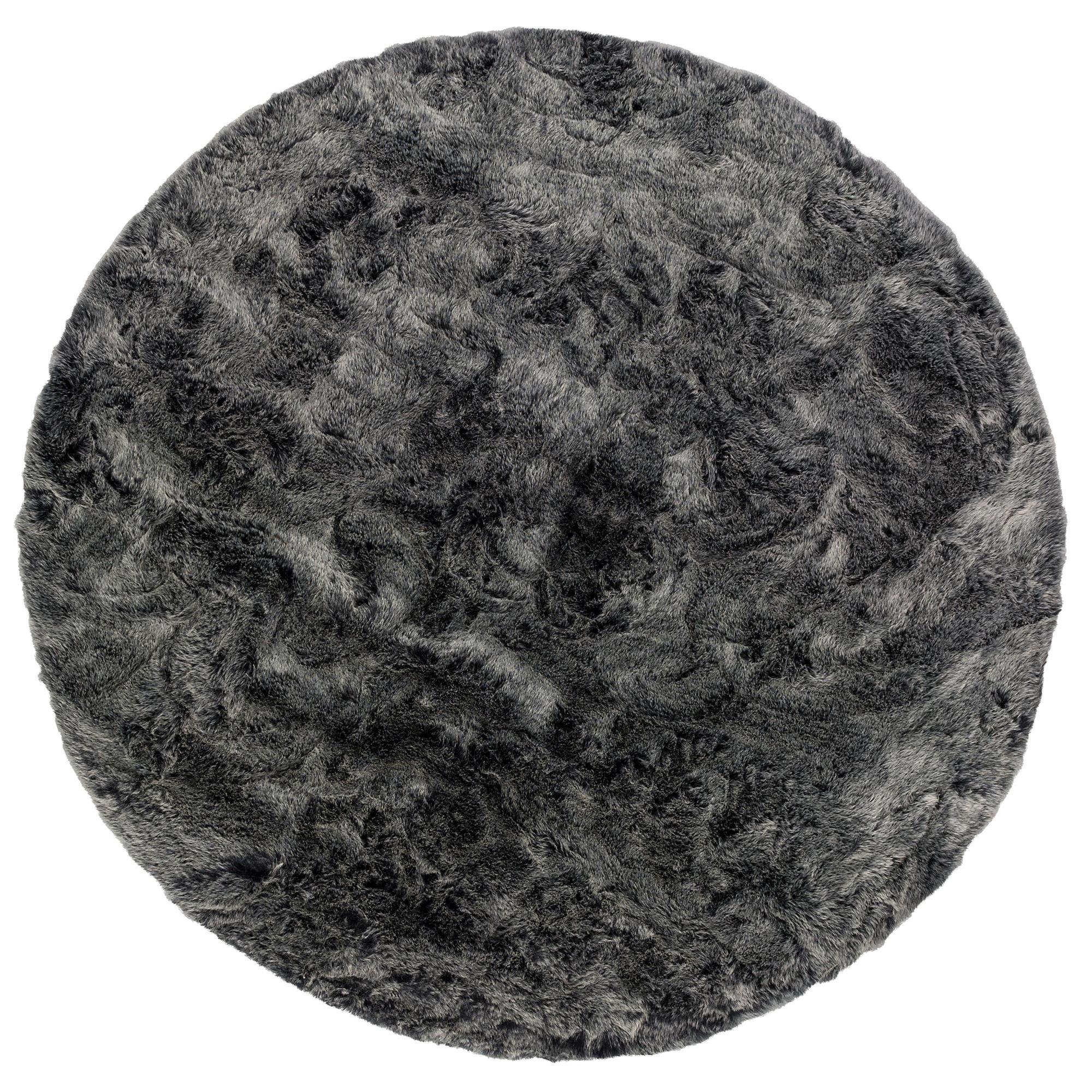 LUXUS SUPER SOFT FELLTEPPICH ASPEN RUND MELIERT - Anthrazit, Textil (80/80cm) - Pergamon