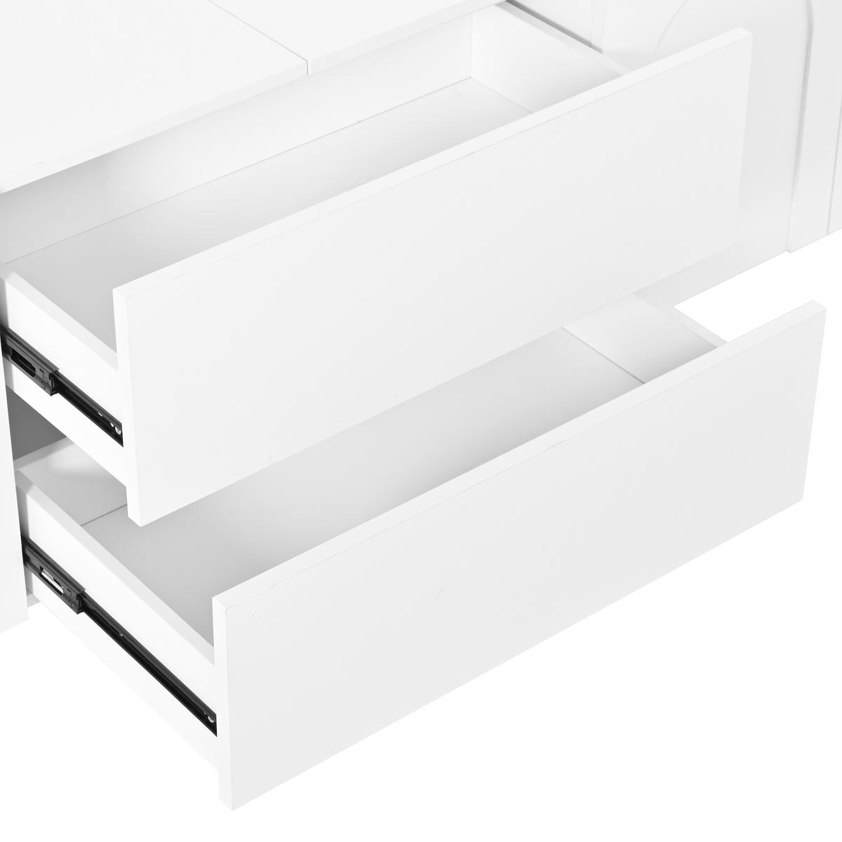 TV-LOWBOARD Weiß 180cm mit 4 Türen & 2 Schubladen im Bogen-Design - Weiß, Holzwerkstoff (180/48/40cm) - Urban Meuble