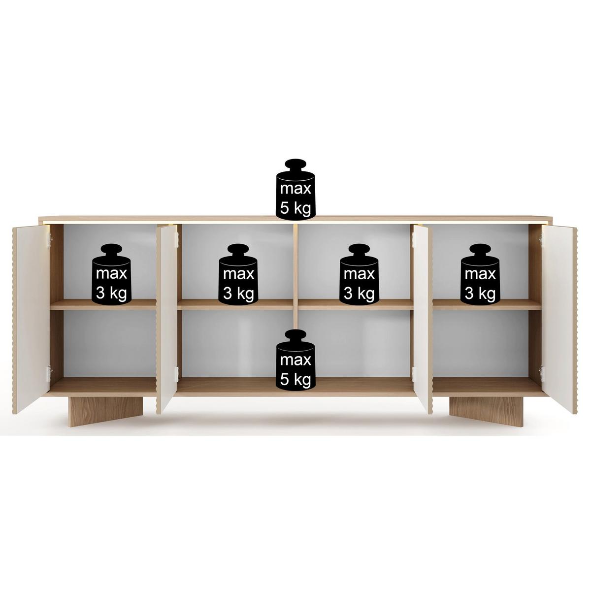 SIDEBOARD Semi 203 cm - Beige/Cappuccino, Holzwerkstoff (203.9/84.4/40cm) - Selsey