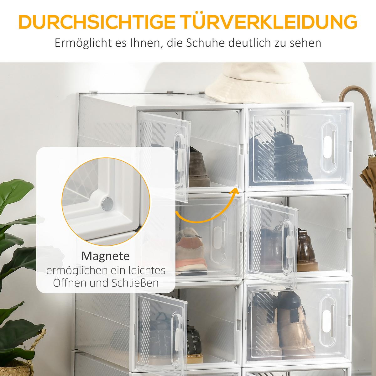 DIY-SCHUHSCHRANK 8er Set Kunststoff Transparent - Transparent, Kunststoff (36/21/28cm) - HOMCOM
