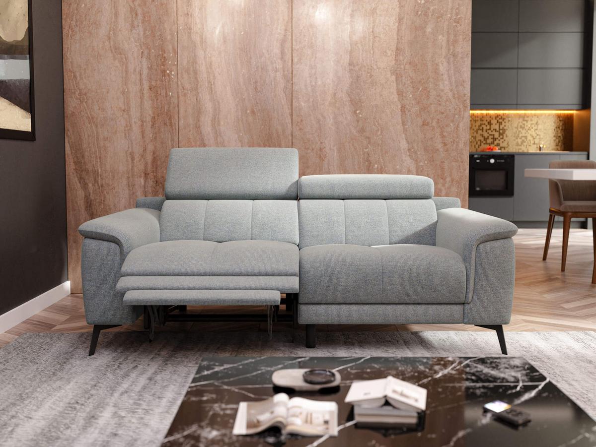 RELAXSOFA FIERO 3-Sitzer mit 1 Relaxfunktion, silberfarben - Silberfarben/Schwarz, Holzwerkstoff/Textil (212/82/103cm) - Wozimo