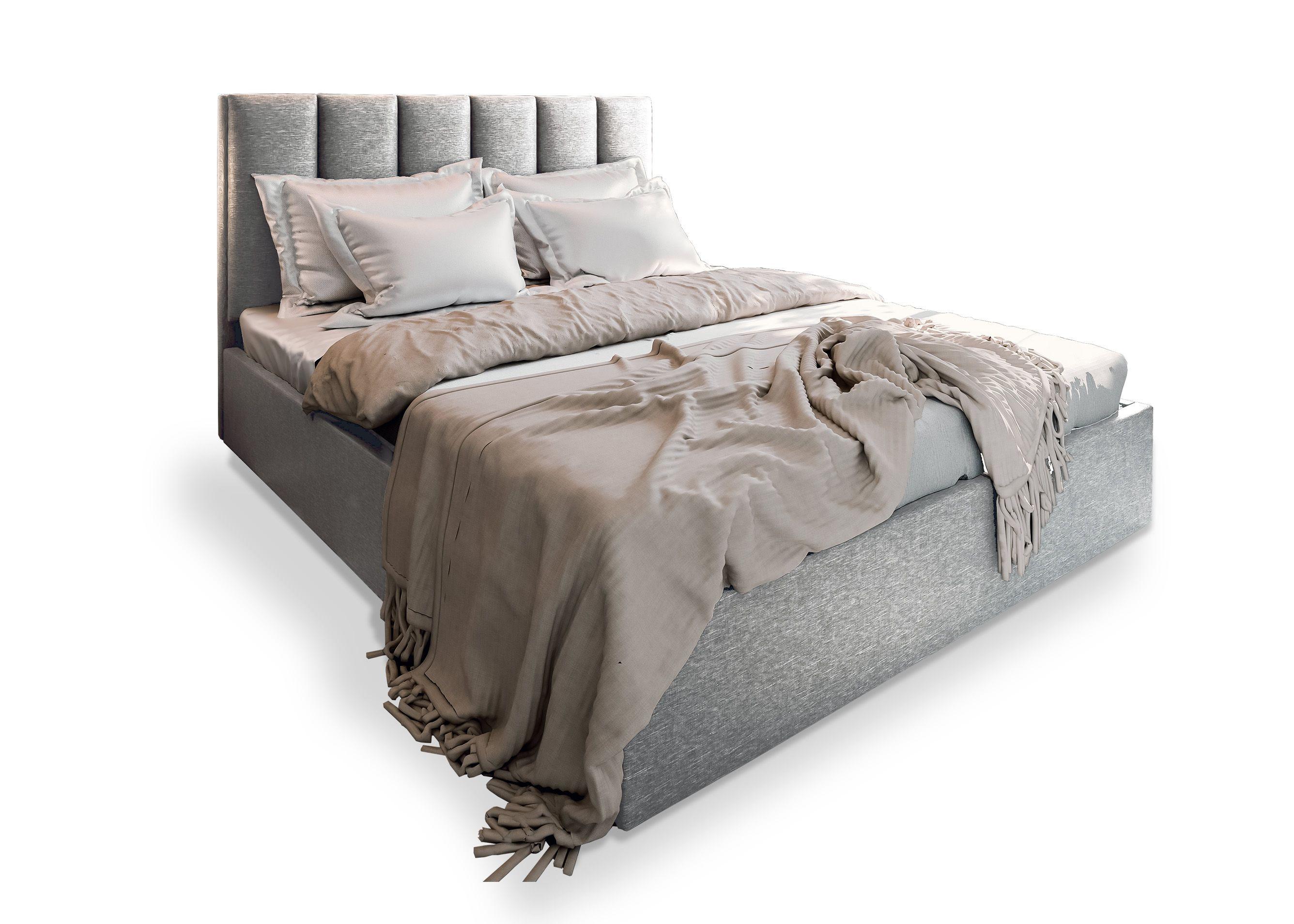 POLSTERBETT LURE 200x200 cm mit Bettkästen - Hellgrau - Hellgrau, Holz/Textil - MASSENO