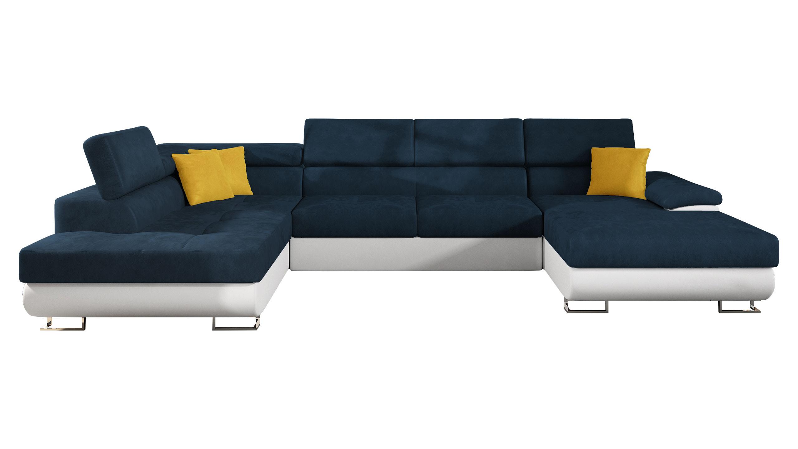 WOHNLANDSCHAFT Cotere Bis, Seite: Links - Blau, Holz (345/91/202cm) - MIRJAN24