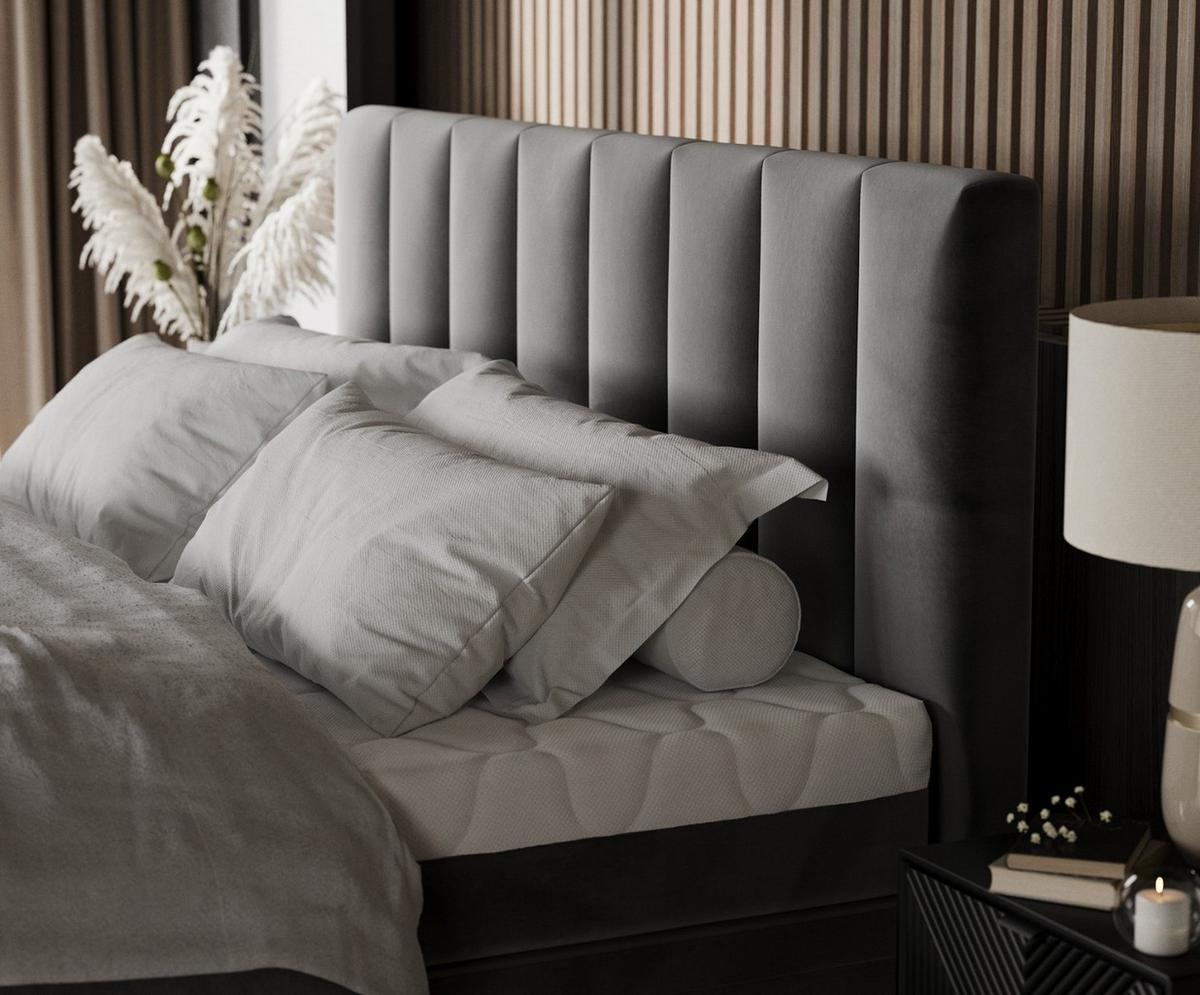 BOXBETT Lume 140/200 cm Grau im Kronos Stoff - Schwarz/Grau, Holz/Holzwerkstoff (140/200cm) - AltaBeds