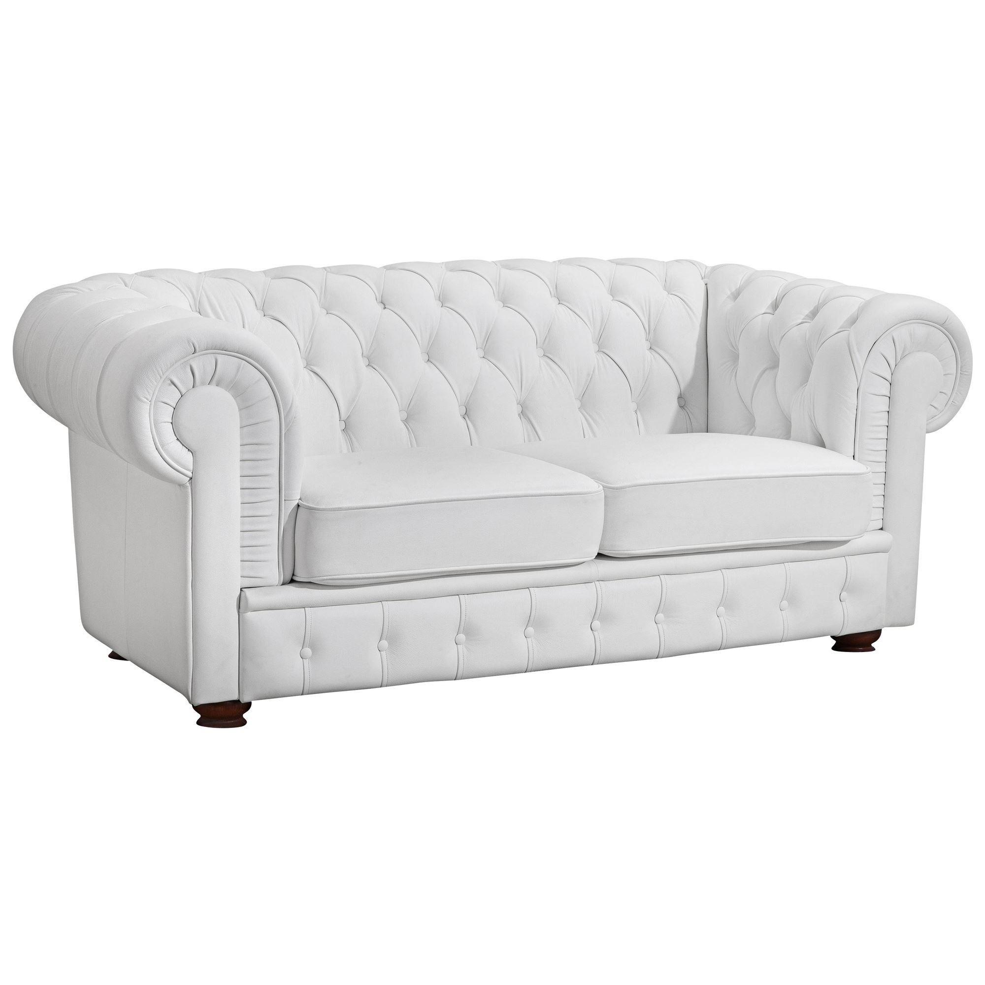 SOFA 2-Sitzer Kalea Bezug pigmentiertes Nappaleder Buche nussbaum dunkel / weiß - Weiß, Leder (172/76/98cm) - 58aufmkessel