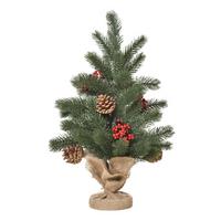 WEIHNACHTSBAUM 50 cm Christbaum 55 Zweige mit Beeren PE Zement Grün - Grün, Kunststoff (50cm) - HOMCOM