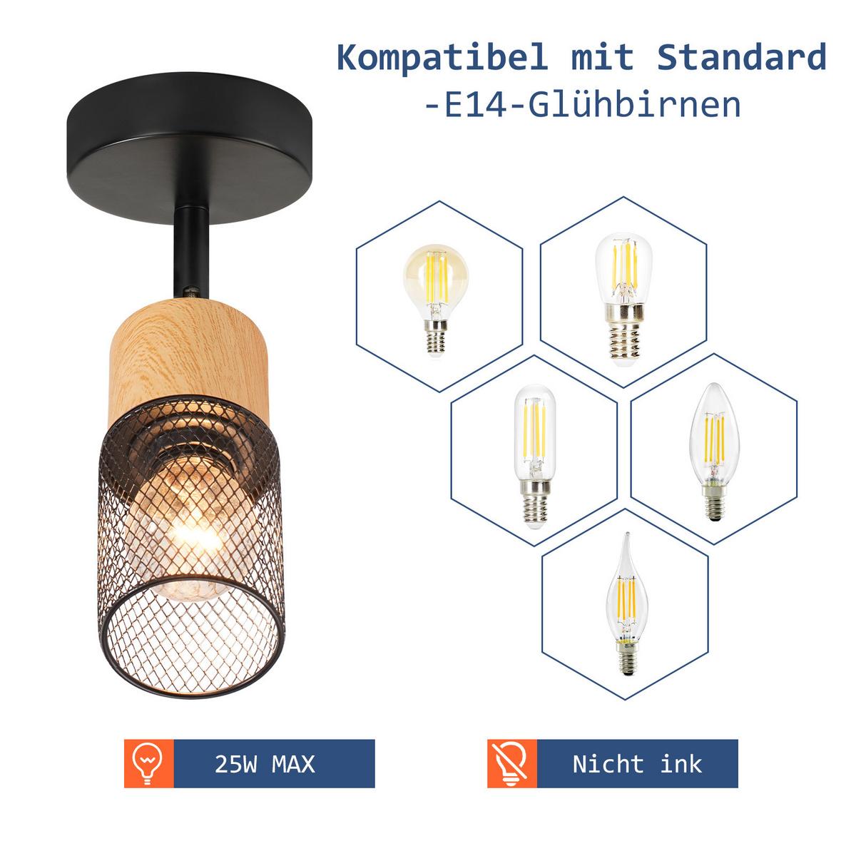 DECKENSTRAHLER Lichty 1-flammig 9/20/21cm - Schwarz, Metall (9/20/21cm) - Nettlife