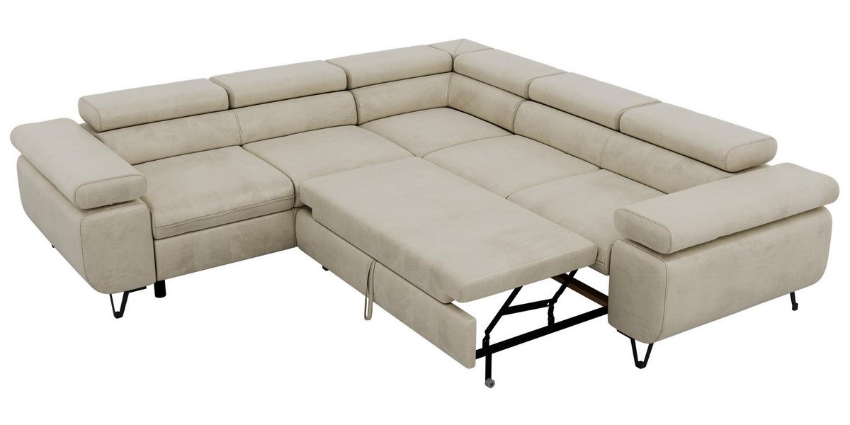 ECKSOFA QUADRO L - Beige Velvet - Links Seite - Beige/Schwarz, Textil/Metall (269/269cm) - MKS